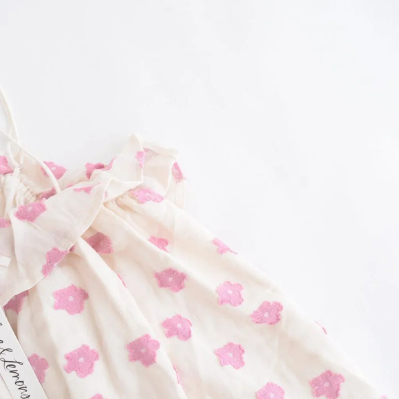 For Love  & Lemons Olea Mini White w Pink Floral Mini Dress M NWT - Picture 8 of 10